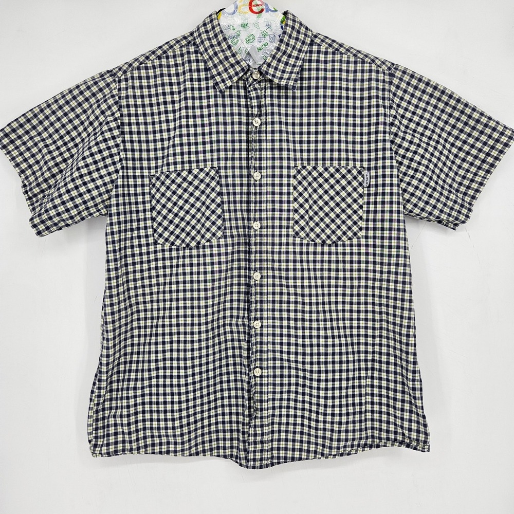 Carhartt Shirt Mens XL‎ Button Up Checkered Short Sleeve Workwear Blue White